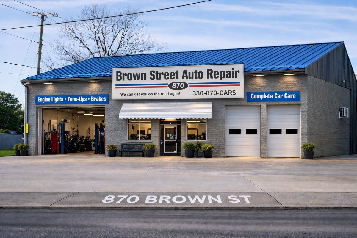 Brown Street Auto Repair storefront daytime 870 Brown St Akron OH