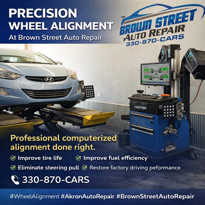 Precision wheel alignment at Brown Street Auto Repair